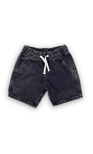 شلوارک جین ذغالی (مشکی) پسرانه H&M با کمر کشی و بند تنظیمشونده - سایز ۱.۵ تا ۲ سال